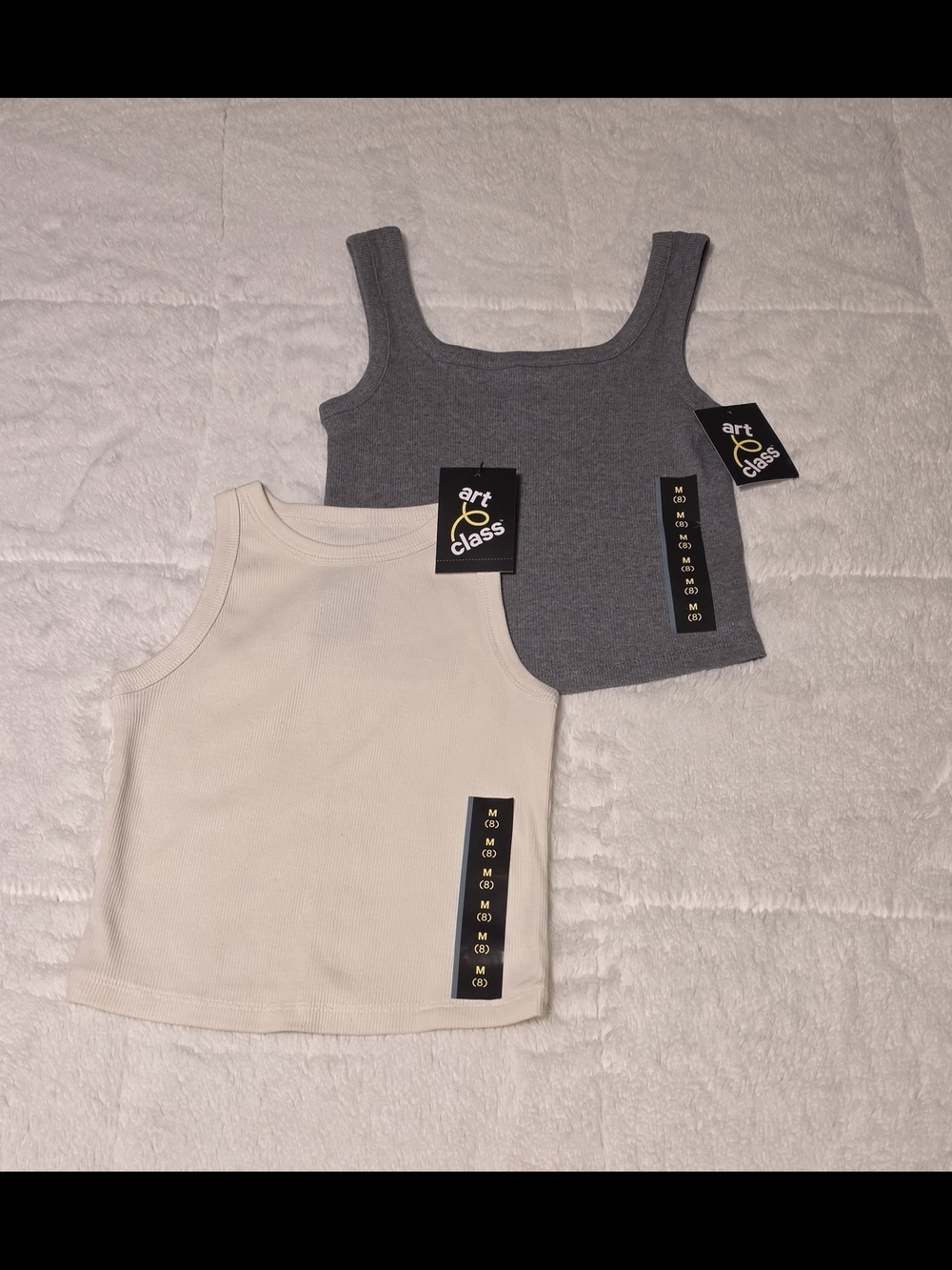 art class Girls' Ribbed Tank Tops — Gray & Cream 2-Pack (TC130)